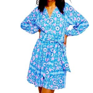 Bloom Scarf Dress Vineyard Vines dress size XSmall blue pink floral NWT🌹🌹🌹🌹